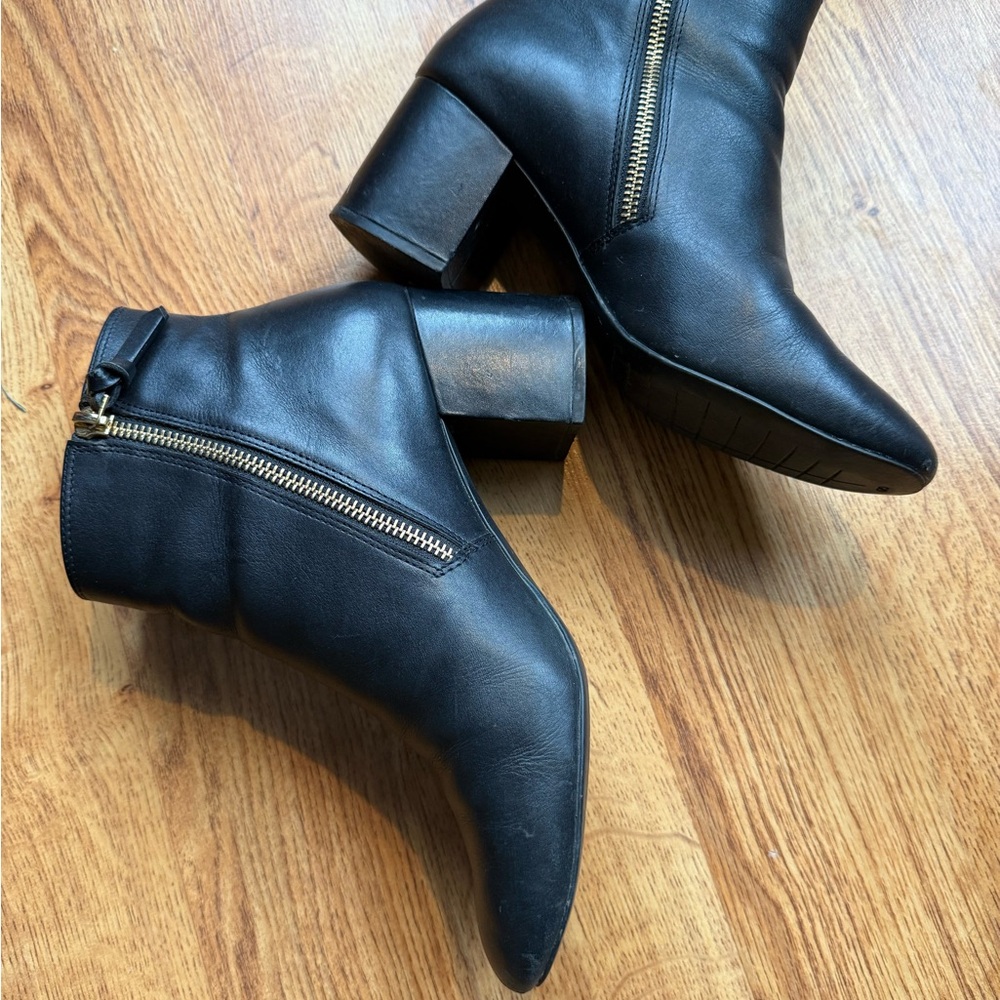 Cole Haan Black Ankle Booties with Gold Zipper